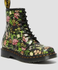 New In Dr. Martens 1460 Bloom Leather Boots Black