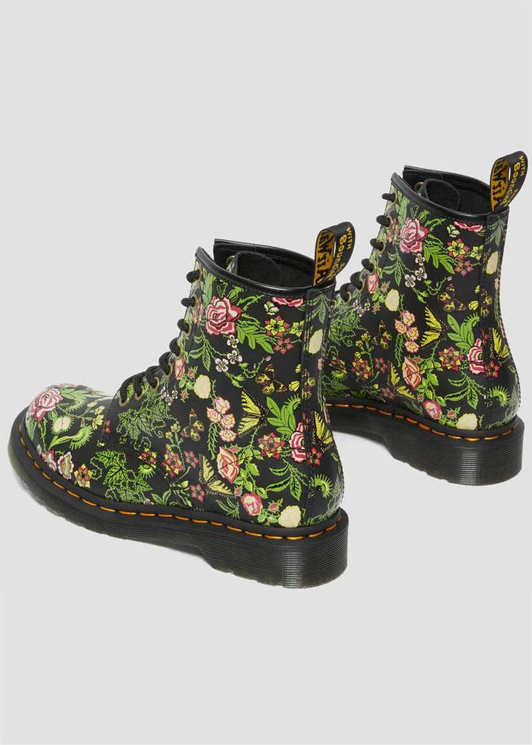 New In Dr. Martens 1460 Bloom Leather Boots Black