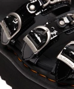 Dr. Martens Blaire 2 Patent Chain Platform Sandals Black