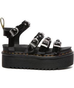 Dr. Martens Blaire 2 Patent Chain Platform Sandals Black