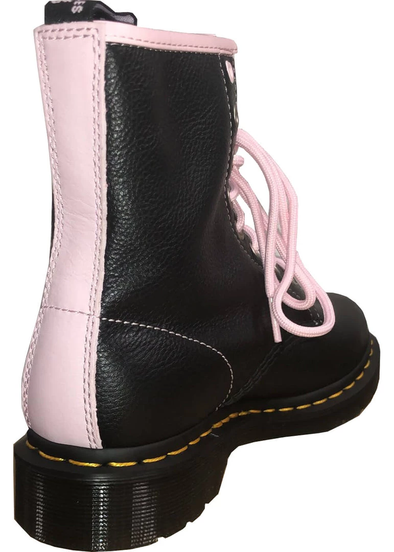 New In Dr. Martens 1460 Virginia Soft Leather Boots Black Chalk Pink