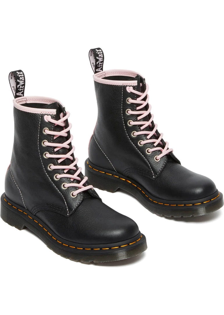 New In Dr. Martens 1460 Virginia Soft Leather Boots Black Chalk Pink