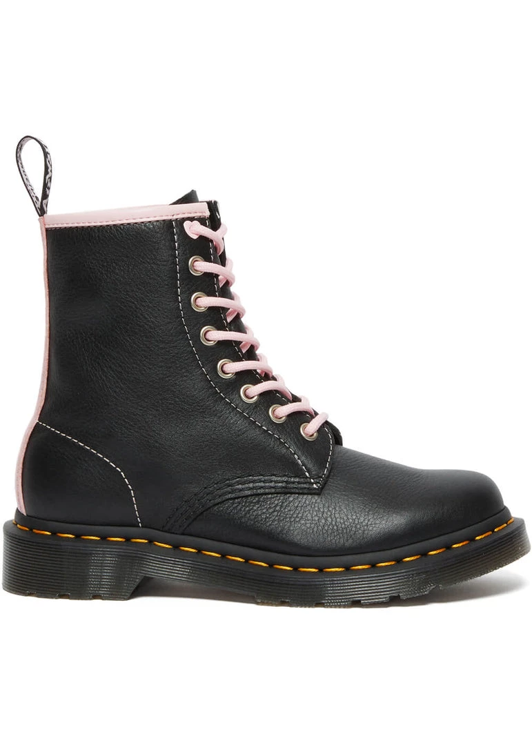 New In Dr. Martens 1460 Virginia Soft Leather Boots Black Chalk Pink