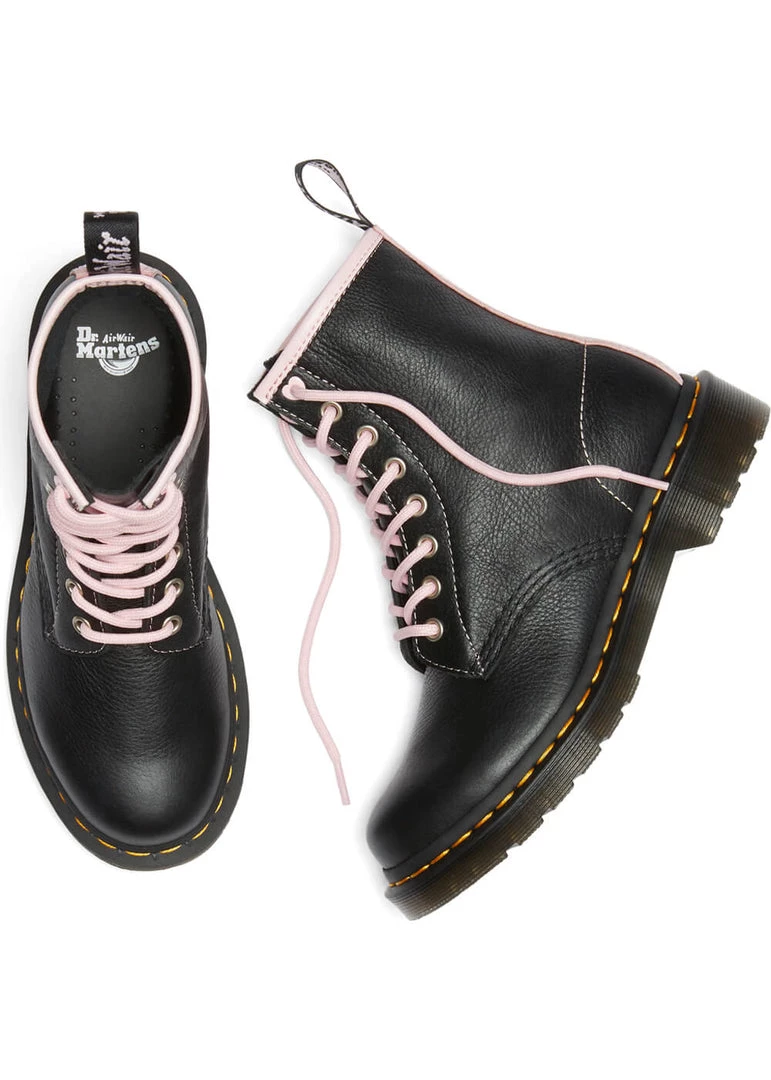 New In Dr. Martens 1460 Virginia Soft Leather Boots Black Chalk Pink