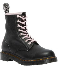 New In Dr. Martens 1460 Virginia Soft Leather Boots Black Chalk Pink