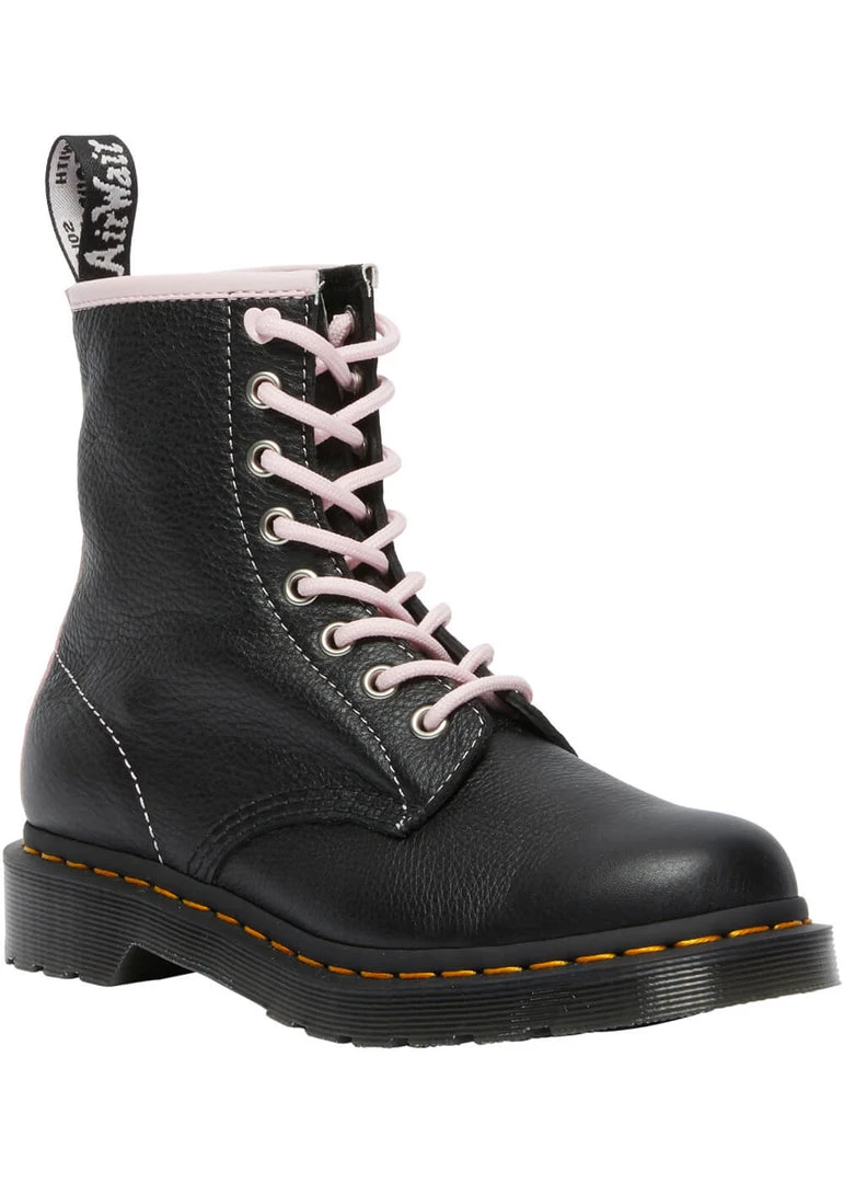 New In Dr. Martens 1460 Virginia Soft Leather Boots Black Chalk Pink