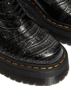 Dr. Martens Sinclair Gunmetal Wild Croc Platform Boots Black New In