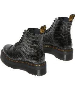 Dr. Martens Sinclair Gunmetal Wild Croc Platform Boots Black New In