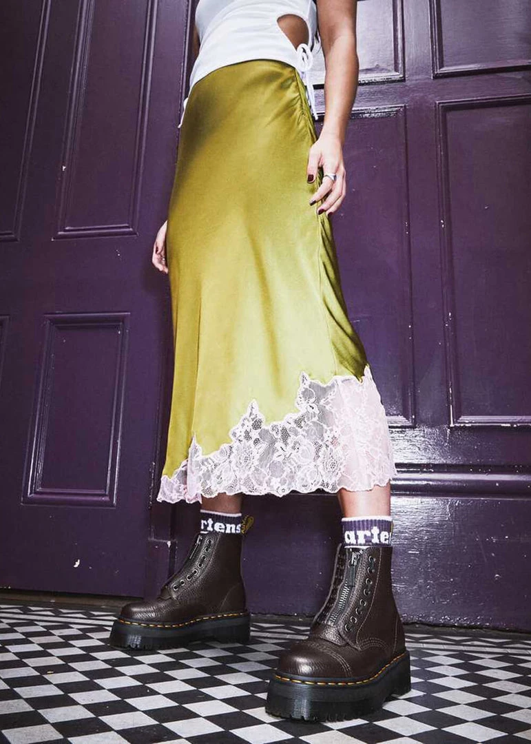 Dr. Martens Sinclair Nappa Leather Plateau Boots Burgundy New In