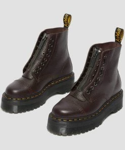 Dr. Martens Sinclair Nappa Leather Plateau Boots Burgundy New In