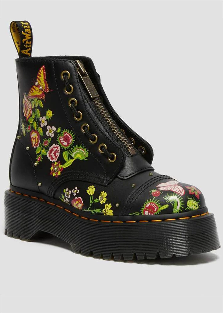Dr. Martens Sinclair Bloom Leather Platform Boots Black New In
