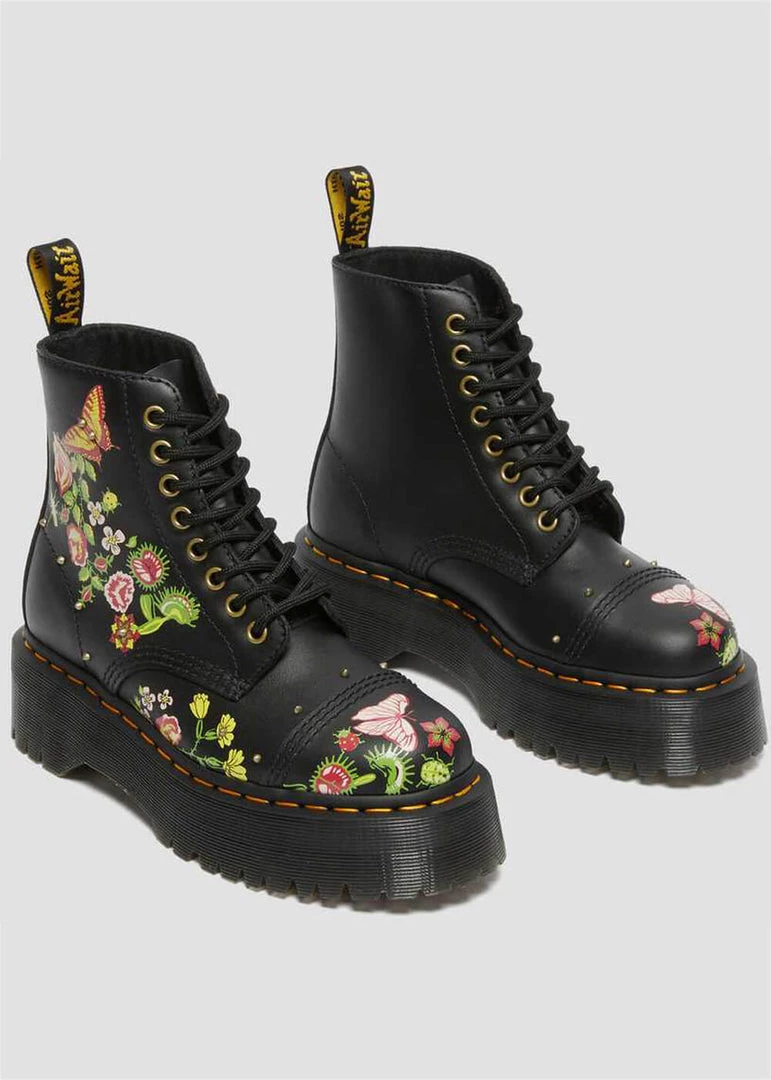 Dr. Martens Sinclair Bloom Leather Platform Boots Black New In
