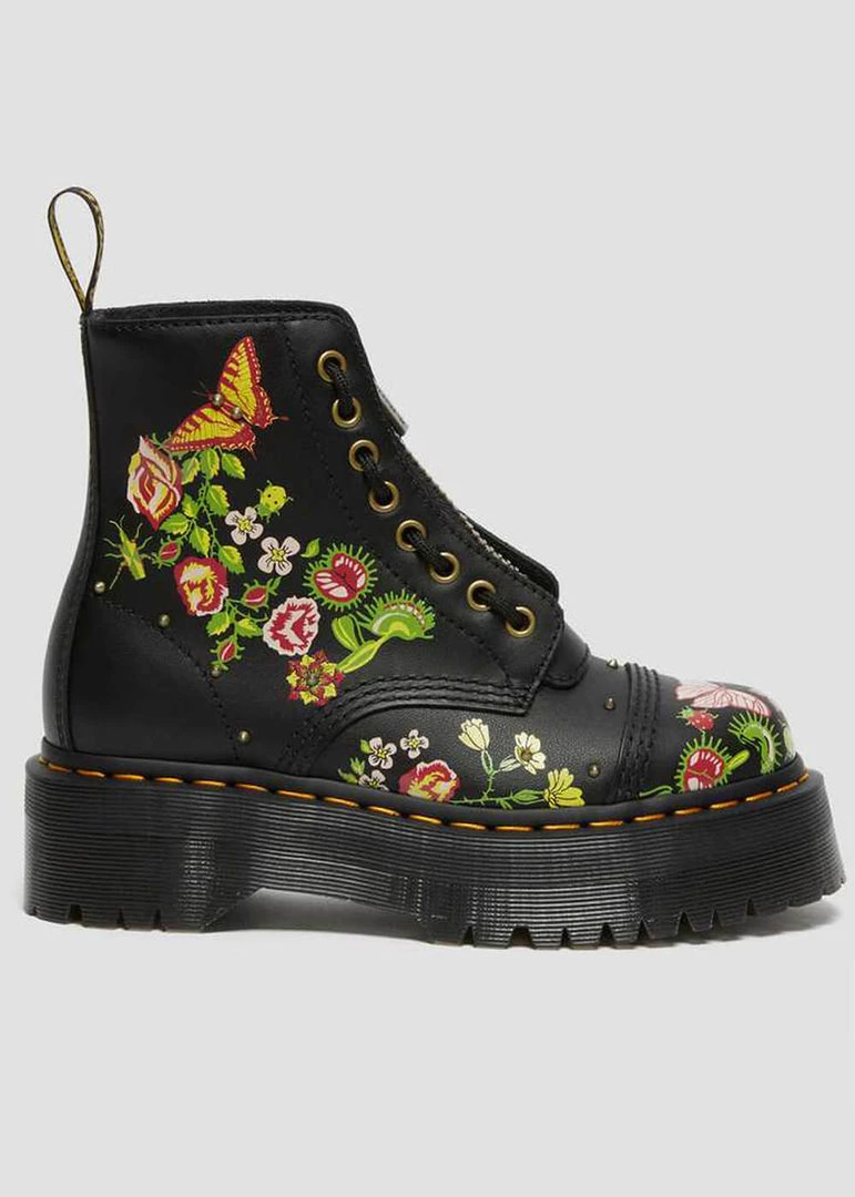 Dr. Martens Sinclair Bloom Leather Platform Boots Black New In