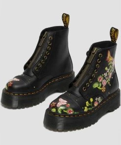 Dr. Martens Sinclair Bloom Leather Platform Boots Black New In