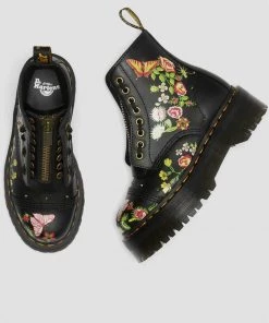 Dr. Martens Sinclair Bloom Leather Platform Boots Black New In