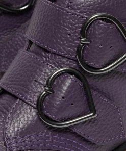 New In Dr. Martens Devon Heart Platform Boots Blackcurrent Purple