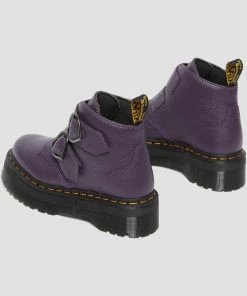 New In Dr. Martens Devon Heart Platform Boots Blackcurrent Purple