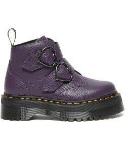 New In Dr. Martens Devon Heart Platform Boots Blackcurrent Purple