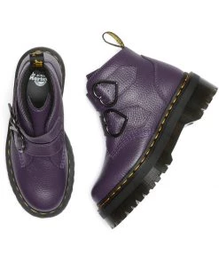 New In Dr. Martens Devon Heart Platform Boots Blackcurrent Purple