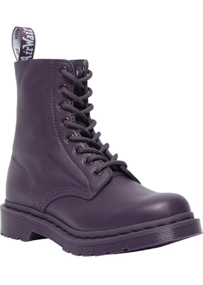 New In Dr. Martens 1460 Pascal Mono Virginia Soft Leather Boots Blackcurrent Purple