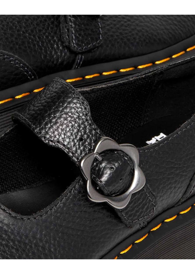 New In Dr. Martens Addina Flower Quad Platform Mary Janes Black