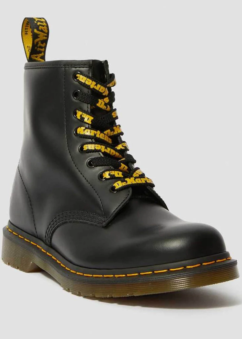 Dr. Martens Logo Laces Flat 8 Eyes Black And Yellow New In