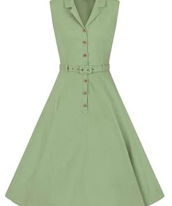 Collectif Caterina 50's Sleeveless Swing Dress Green