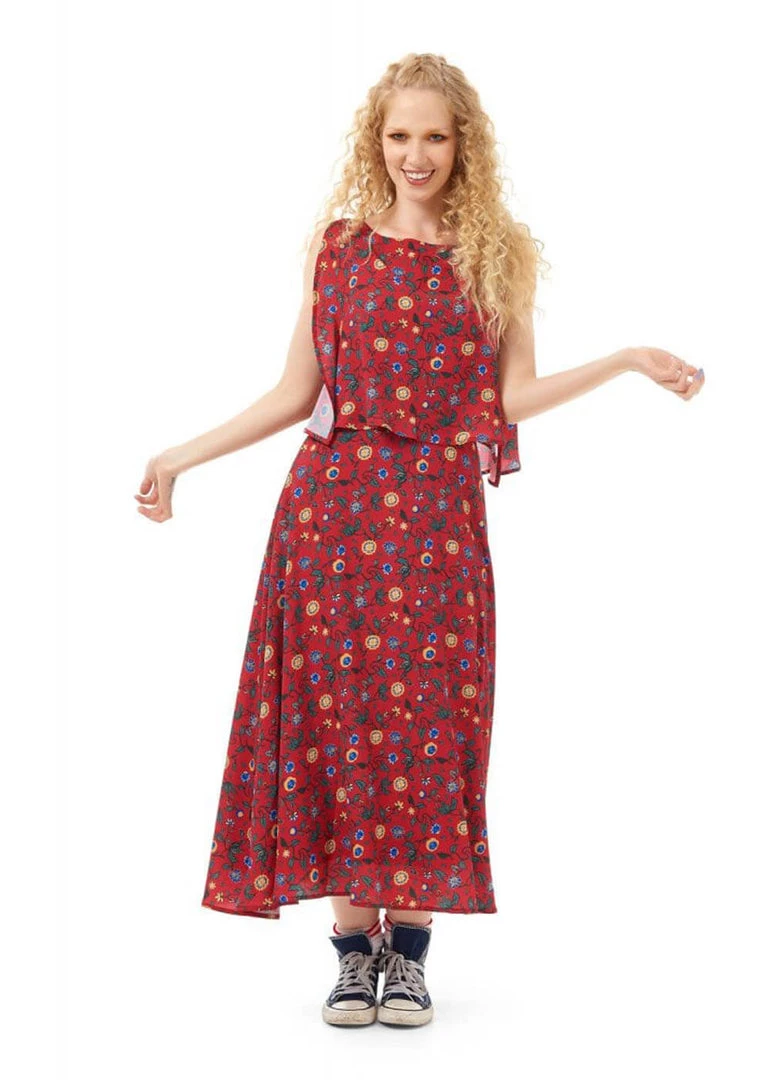 New In Bright & Beautiful Ali Tropical Floral 70's Dress Red