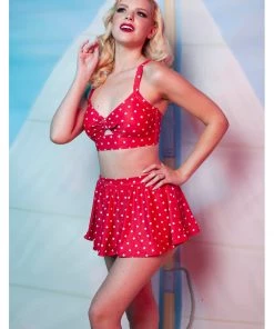 Collectif X Playful Promises Polkadot Knot 50's Bikini Briefs Skirt Red