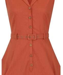 Collectif Caterina 50's Sleeveless Swing Dress Orange New In