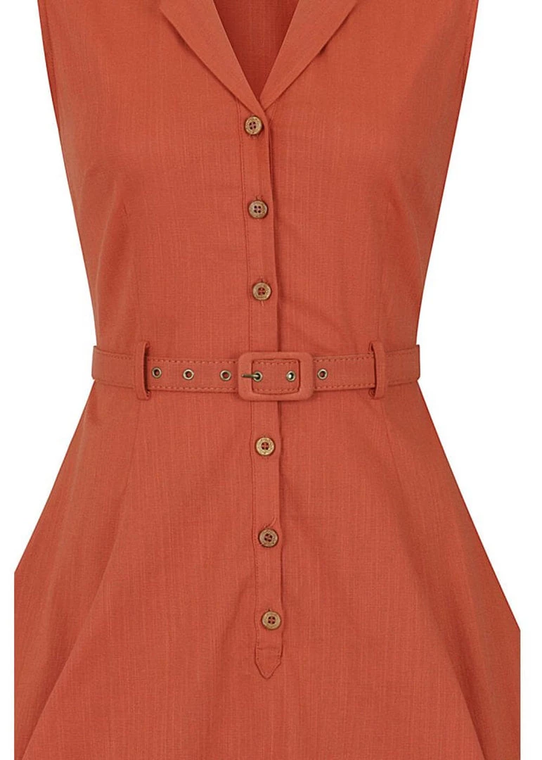 Collectif Caterina 50's Sleeveless Swing Dress Orange New In