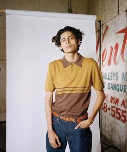 Brixton Mens Allen Knit Polo Brown