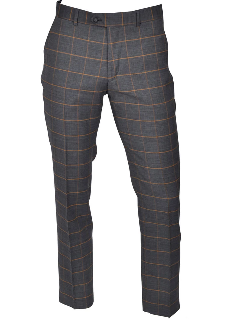 New In Gibson London Oliver Check Trousers Grey