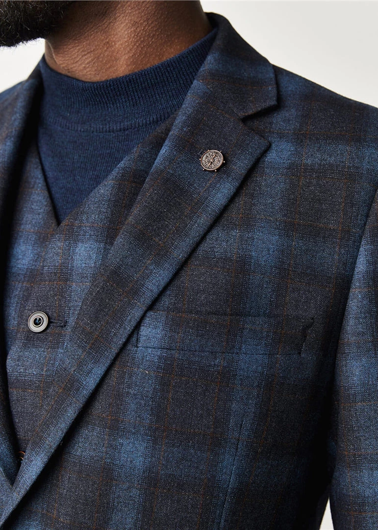 Gibson London Harry Check Jacket Teal New In