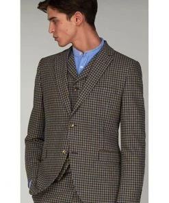 New In Gibson London Fred Gingham Jacket Brown Blue