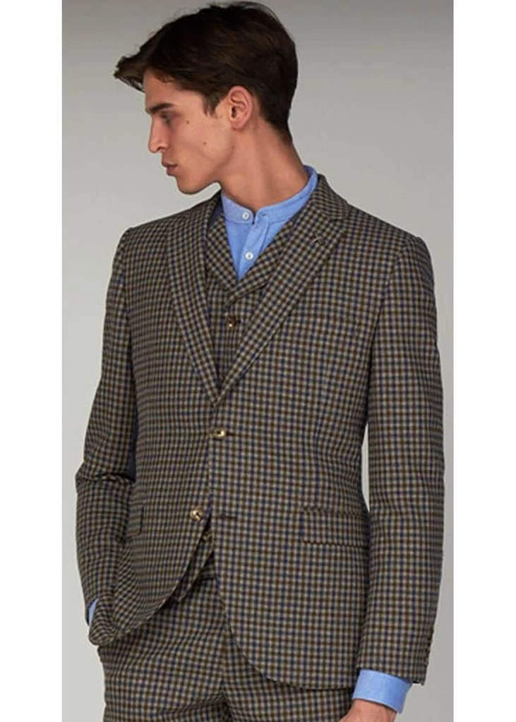 New In Gibson London Fred Gingham Jacket Brown Blue