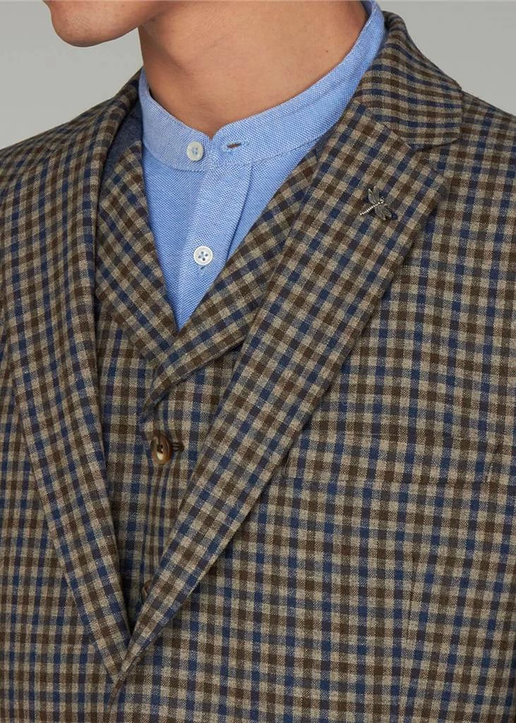 New In Gibson London Fred Gingham Jacket Brown Blue