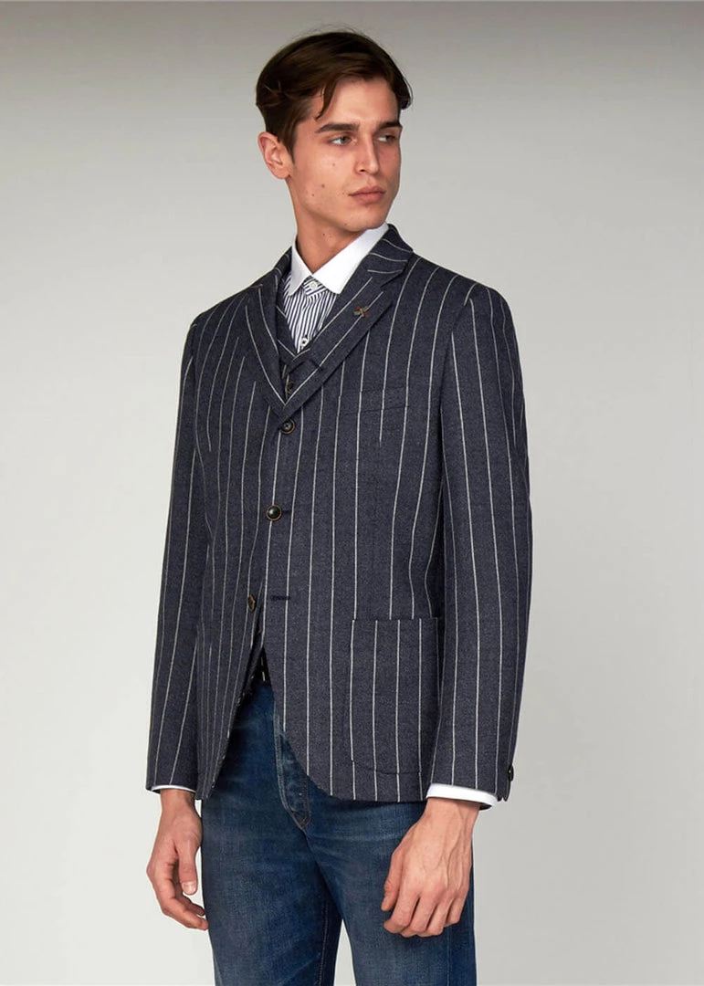 Gibson London Pearson Stripe Jacket Blue