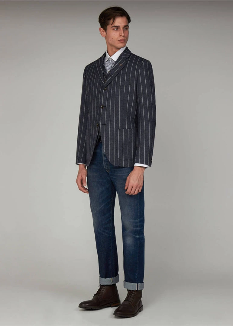 Gibson London Pearson Stripe Jacket Blue