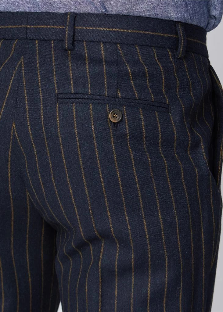Gibson London Christopher Chalk Stripe Trousers Navy