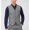 Gibson London Daniel Check Waistcoat Grey