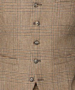 Gibson London Sean Check Waistcoat Brown