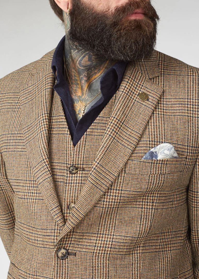 Gibson London Sean Check Jacket Brown