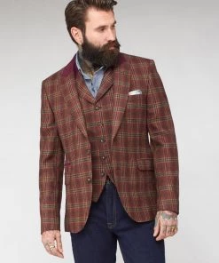 Gibson London Jason Check Jacket Orange