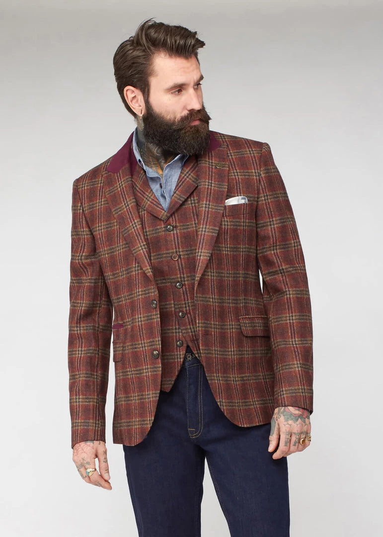 Gibson London Jason Check Jacket Orange