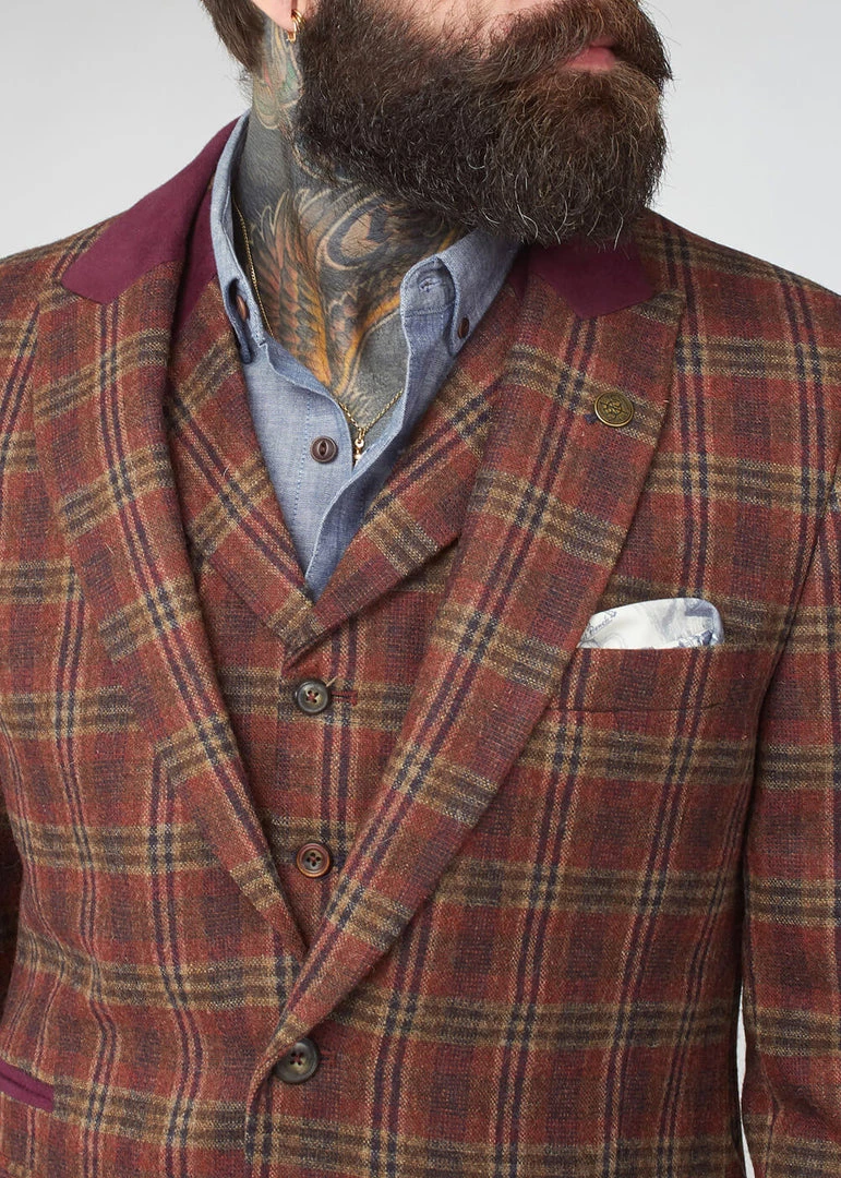 Gibson London Jason Check Jacket Orange