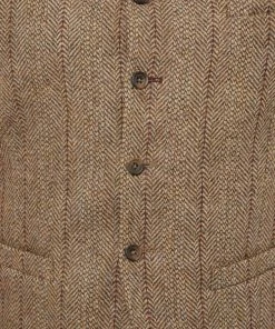 Gibson London Bernard Herringbone Waistcoat Brown
