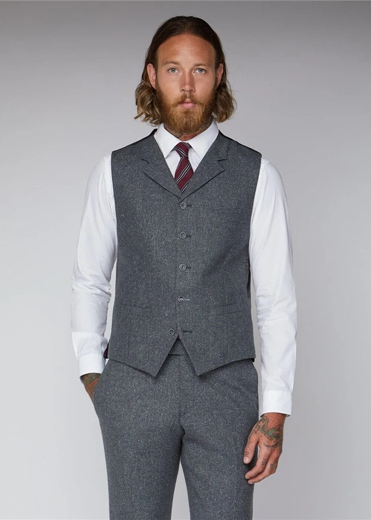 Gibson London Simon Tweed Trousers Grey