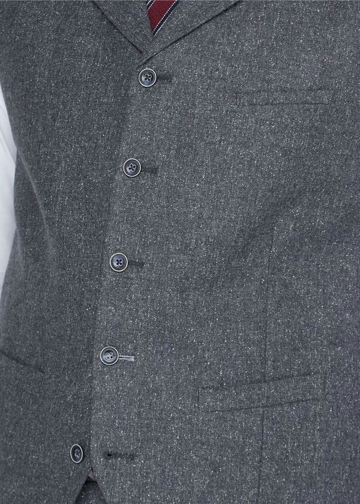 Gibson London Simon Tweed Waistcoat Grey
