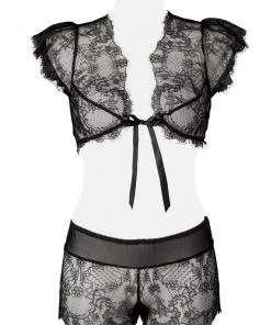 Grey Velvet Sophie Lace Set Black